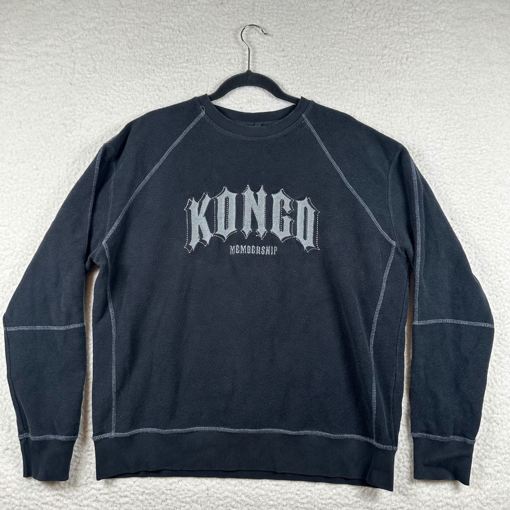 Kongo Membership Sweatshirt Faded Black Contrast Stitch Graphic Crewneck Gothic